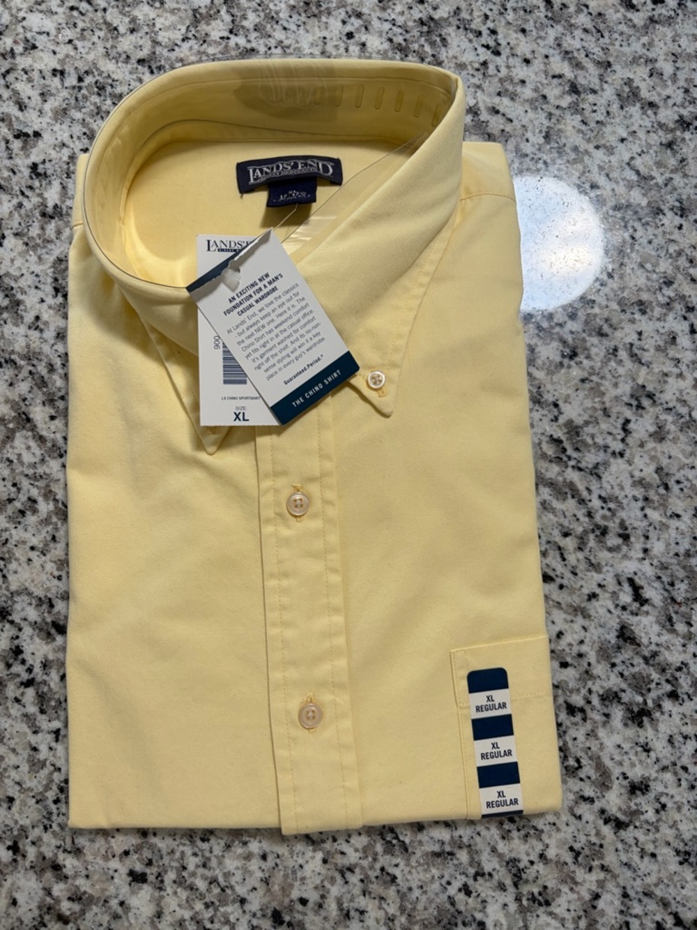Lands' End Men's Button-Down Shirt in Pale Yellow